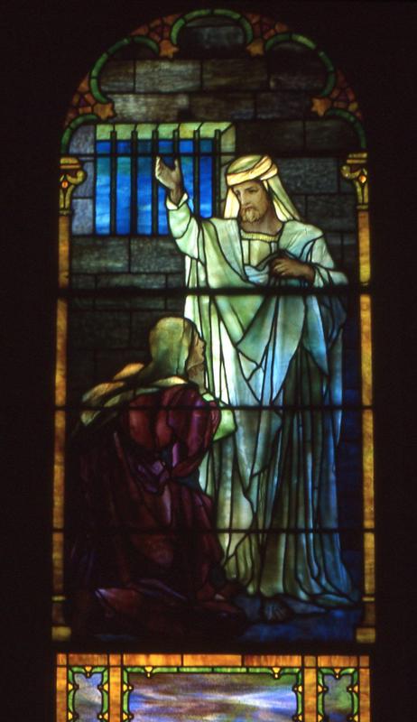 Wood Memorial Window:  For I was in prison and you came to me