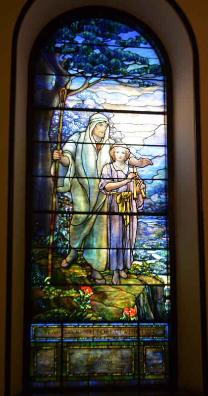 Alexander Memorial Window:  Shepherd and youth with reed instrument
