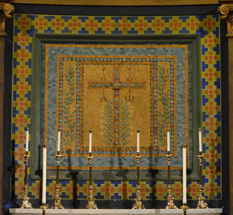 mosaic panel with jeweled cross
