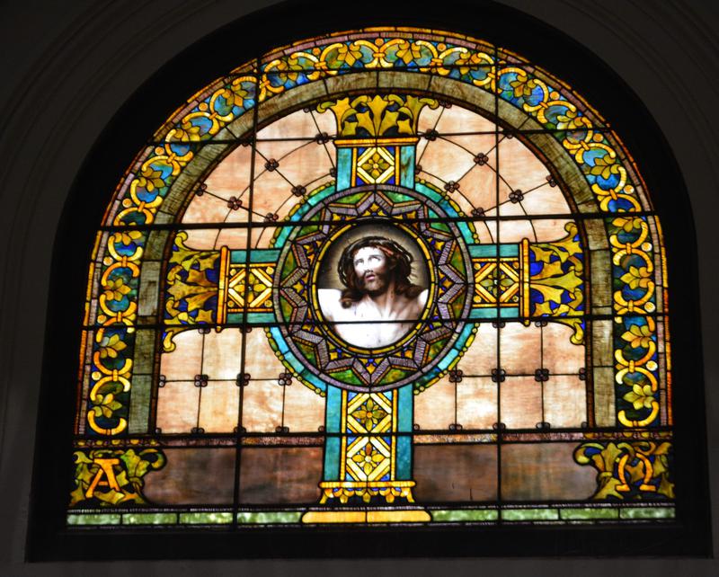 Wyatt Memorial Window:  ornamental with Christ's Head