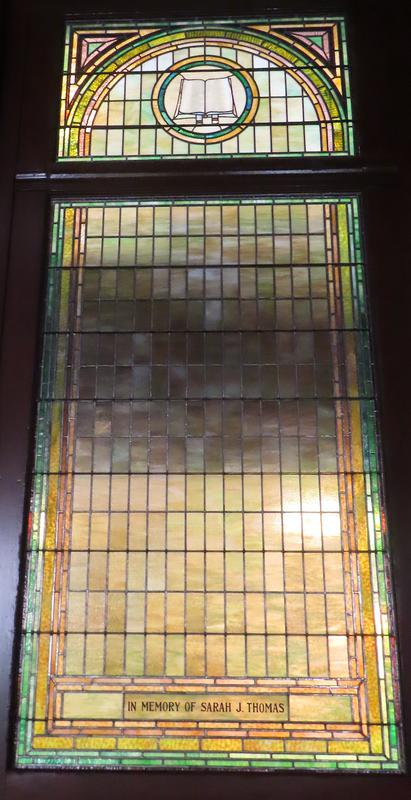 Thomas Memorial Window:  ornamental window in sliding door