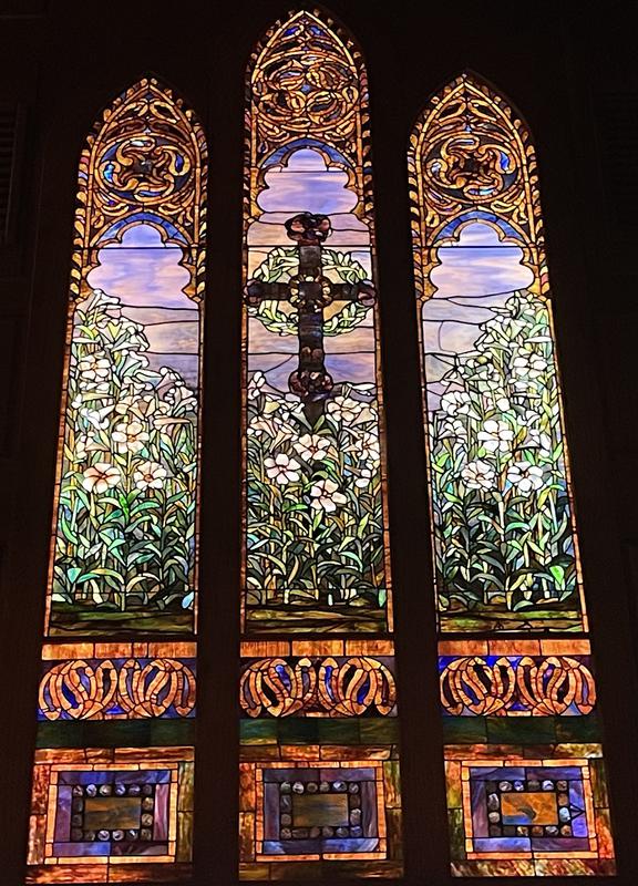 Stott Memorial Window:  Cross and Lilies