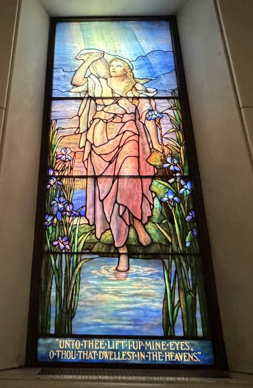 Suhr Memorial Window:  woman and irises