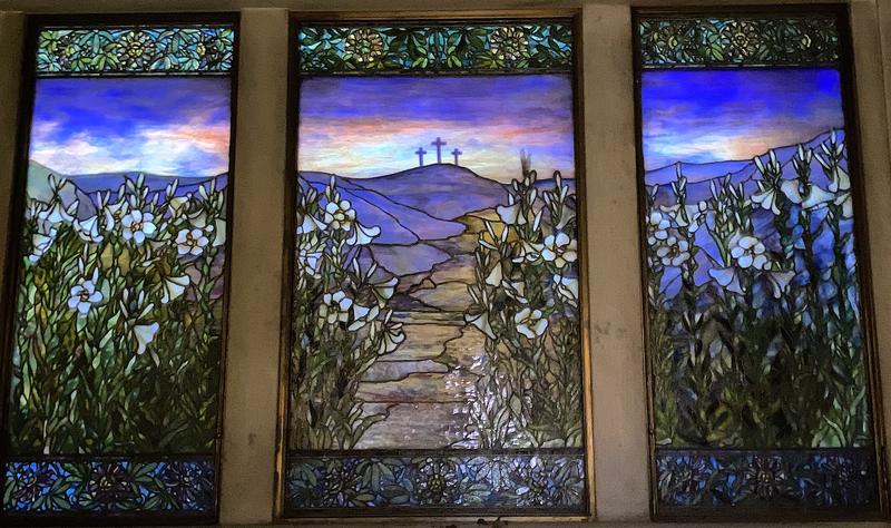 Pearson Memorial Window:  Calvary, with lilies