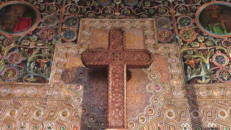 Peters Memorial Altar:  marble altar and reredos of glass mosaic and relief work