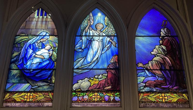 Fenner Memorial Window:  Nativity and Annunciation to the Shepherds