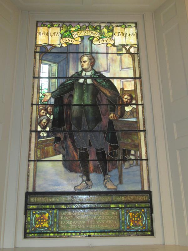 Hooker Memorial Window:  Hooker Preaching at Hartford