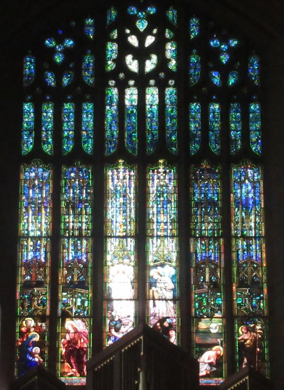 Matthews Memorial Window:  Nativity, Baptism and Resurrection of Our Lord