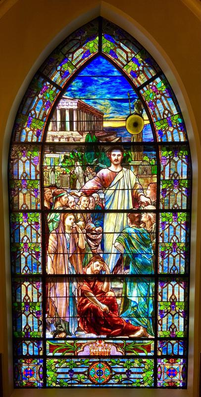 Mitchell Memorial Window:  St. Paul Preaching at Athens