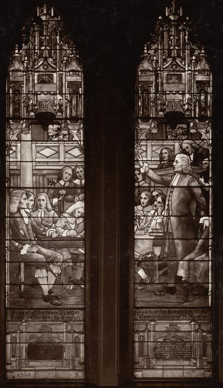 Eager Memorial Window:  Mather Addressing British Commission