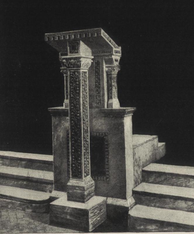 marble lectern inlaid with glass mosaic