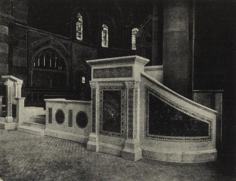 marble pulpit inlaid with glass mosaic