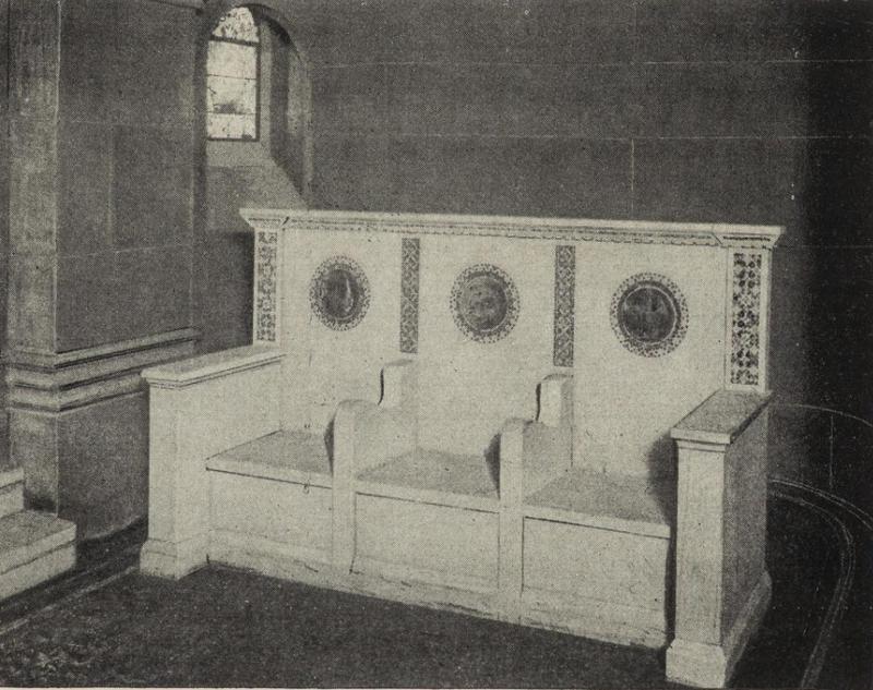 marble sedilia inlaid with glass mosaic