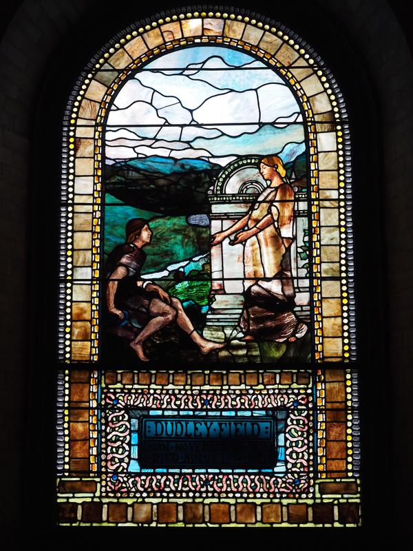 Field Memorial Window:  landscape with a man and a woman