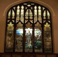 Pennsylvania, Williamsport, Christ Community Worship Center: Brown Memorial Window:  Christ and a Traveler
