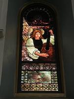 New York, Ithaca, St. Catherine's Greek Orthodox Church: Wilcox Memorial Window:  Cross and Angels