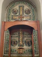 Lyon Memorial Tablet:  mosaic tablet with a cross and four symbolic figures of the man, the eagle, the ox and the winged lion
