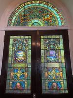 South Carolina, Charleston, St. Michael's Church: ornamental window in and above door