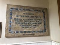 Phelps Memorial Tablet:  Sienna marble with letters of glass mosaic inlay