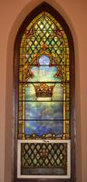 Hamilton Memorial Window:  ornamental window with crown