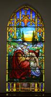 Illinois, Evanston, Levere Memorial Temple: Levere Memorial Window:  Good Samaritan and Scenes from the Life of William Collin Levere