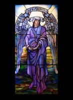 Texas, San Juan, Gelman Stained Glass Museum: Halloran Memorial Windows:  Beatitudes of the Sermon on the Mount: Blessed are they that Mourn