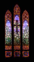 Texas, San Juan, Gelman Stained Glass Museum: Stott Memorial Window:  Cross and Lilies