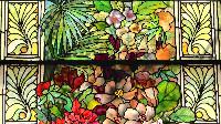 New York, New York City, Queens, Bowne Street Community Church: Baker Memorial Window:  floral