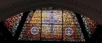 ornamental glass, dome light over pulpit