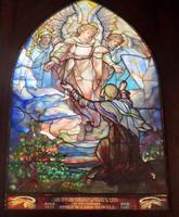 Texas, San Juan, Gelman Stained Glass Museum: Howell Memorial Window:  The Vision of the Virtues