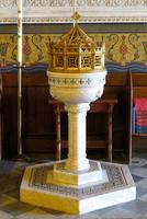 Bradley Memorial Font:  marble and glass mosaic inlaid font