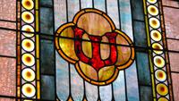 New Jersey, East Orange, Bethel Presbyterian Church: Irving Memorial Window:  Symbols of the Cross and Alpha and Omega
