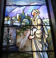 Illinois, Chicago, Rosehill Cemetery, Community Mausoleum: Smith Memorial Window:  hooded Old Testament woman