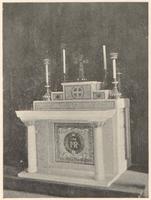 three altars of white marble, inlaid with glass mosaic