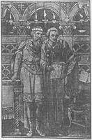 New York, New York City, Brooklyn, Girls' High School: Patterson Memorial Window:  Alquin and Charlemagne