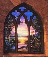 New York, Lake Placid, Lake Placid Club, Annie Dewey Memorial Chapel: Elliott Memorial Window:  landscape