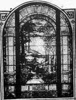 New York, New York City, Manhattan, YWCA: Beebe Memorial Window:  landscape suggesting the 23rd Psalm, The Lord is My Shepherd