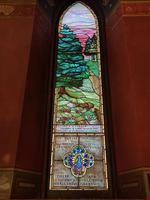 New York, Ithaca, Cornell University, Sage Chapel: Fernow Memorial Window:  a forest scene leading to distant hills