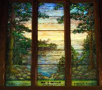 Maine, Seal Harbor, St. Jude's Church: Mackay-Smith Memorial Window:  view of the Bear Island Lighthouse from Peabody Drive, Seal Harbor